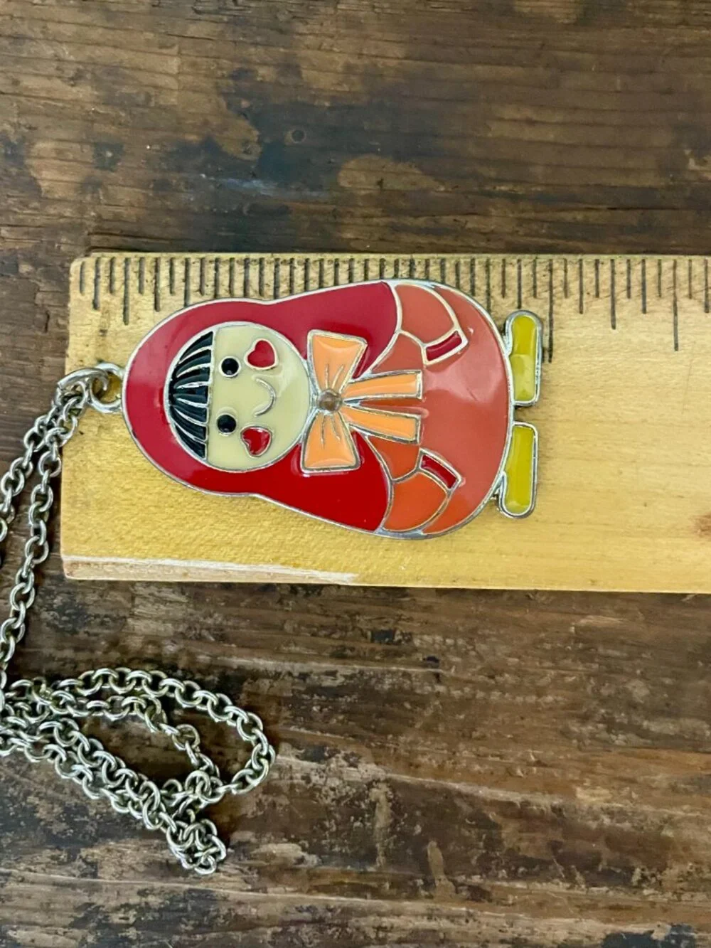 Russian Doll Enamel Nesting Doll Necklace
